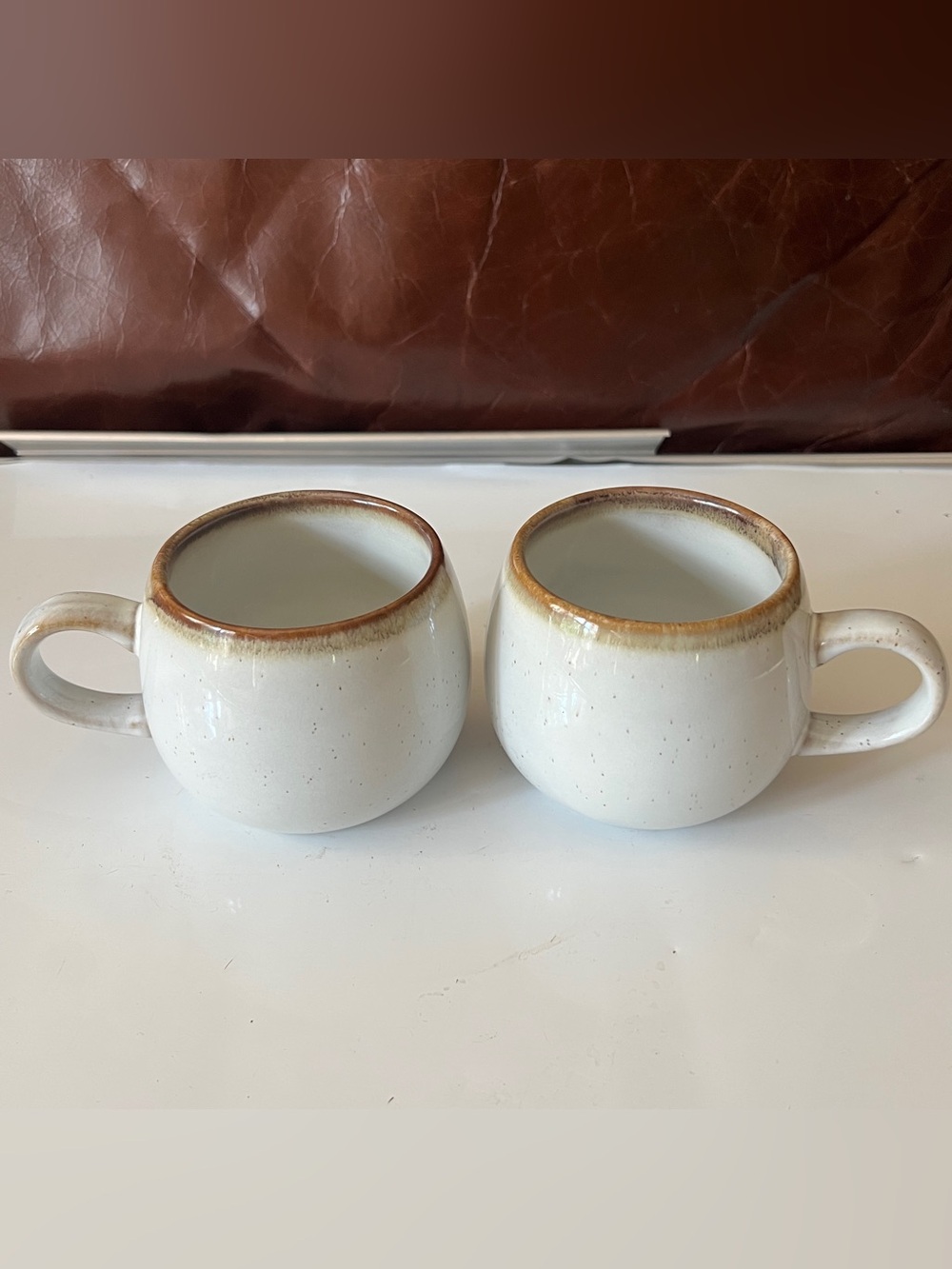 Hearth and Hand Magnolia Coffee Small Cups (2) Stoneware Speckled Glaze 10 oz
